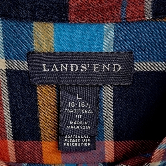Lands' End Pocket Flannel Plaid Shirt - Picture 3 of 8